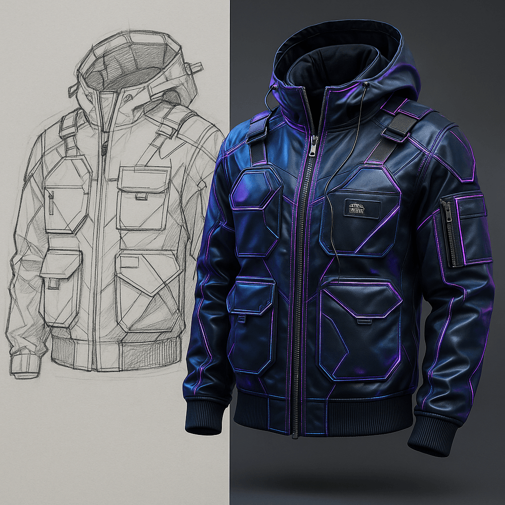 赛博朋克风机能夹克设计案例