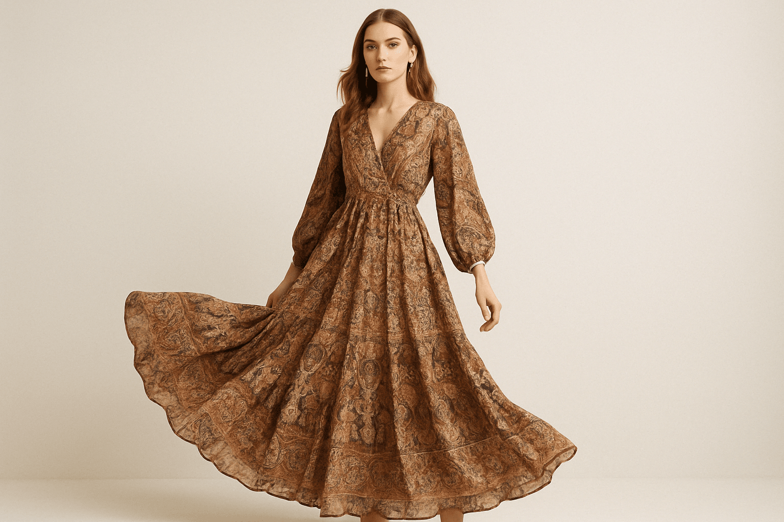 波西米亚风印花长裙设计案例